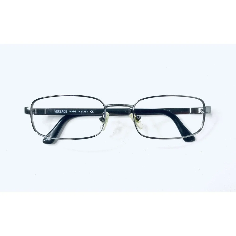 Versace Dark Silver Gun Metal Rectangular Glasses Italy MOD 1001 52 19 135